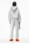alexander wang puff logo hoodie in structured terry light heather grey