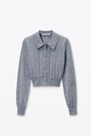 Alexander Wang heather grey high-frequency stacked logo cardigan in merino wool
