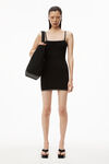 alexander wang crystal trim mini dress in compact nylon black