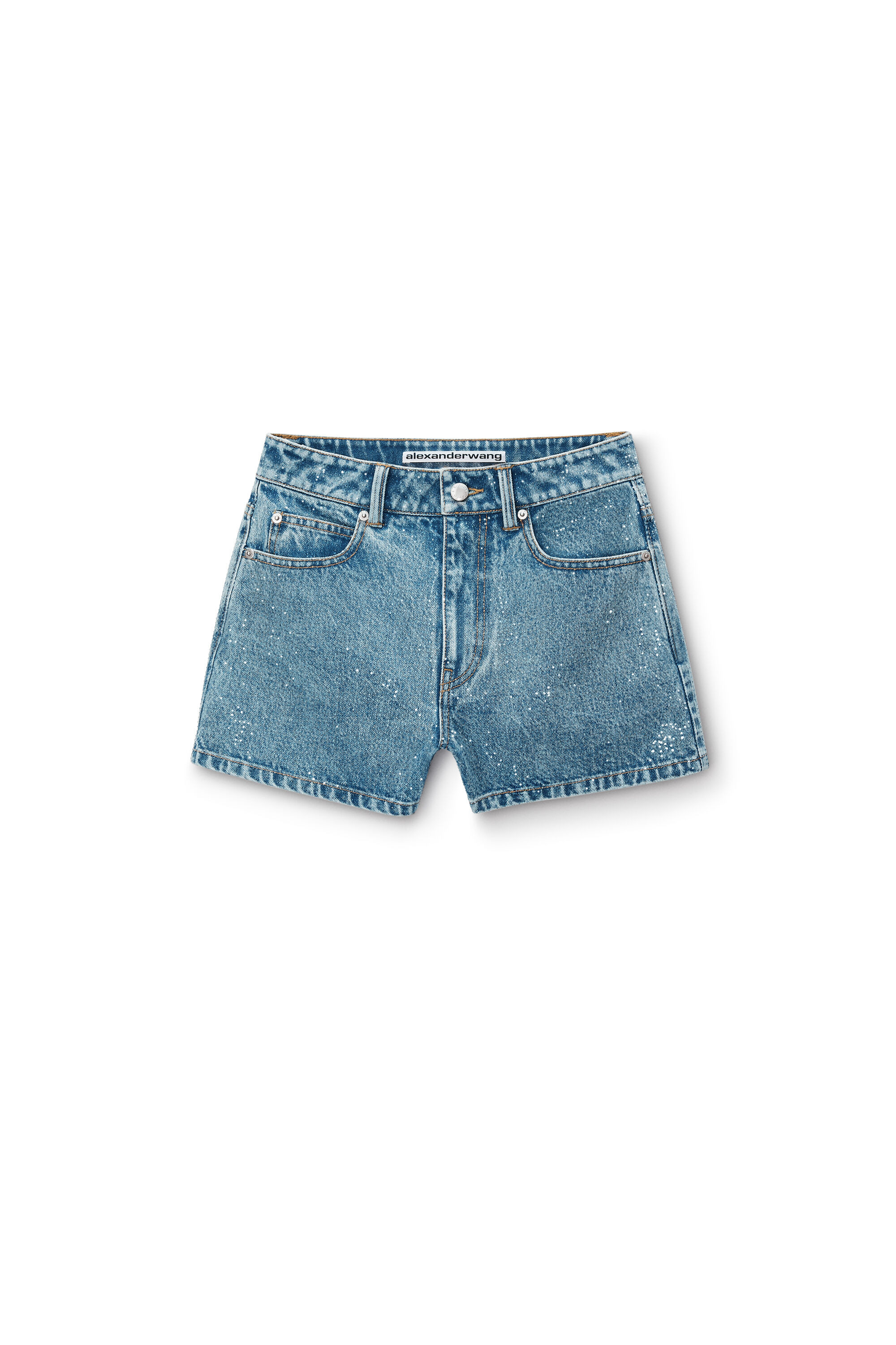 Clear Hotfix High-Rise Denim Short in VINTAGE LIGHT INDIGO