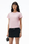 alexander wang puff logo shrunken tee in cotton jersey soft candy pink