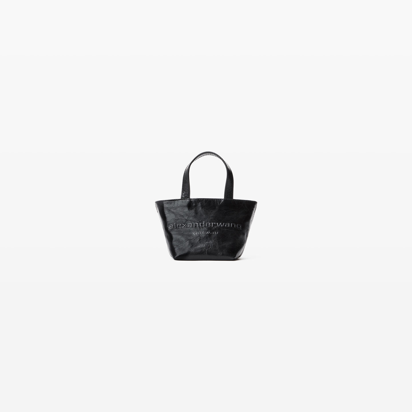 Shop Alexander Wang Punch Mini Tote In Crackle Patent Leather In Black