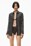 alexander wang crystal pinstripe shirt in silk charmeuse black