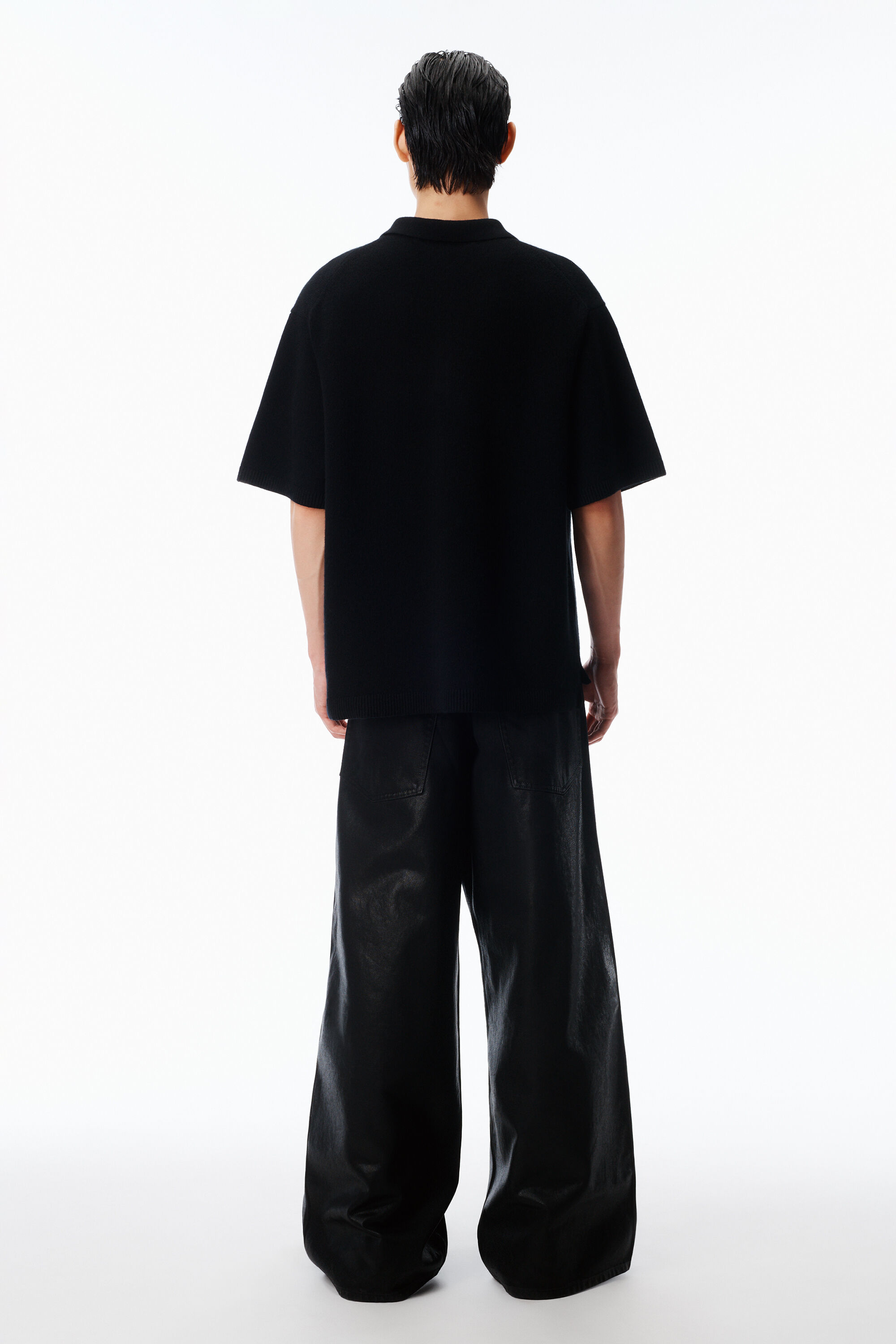 Wool Polo Shirt in BLACK | alexanderwang®