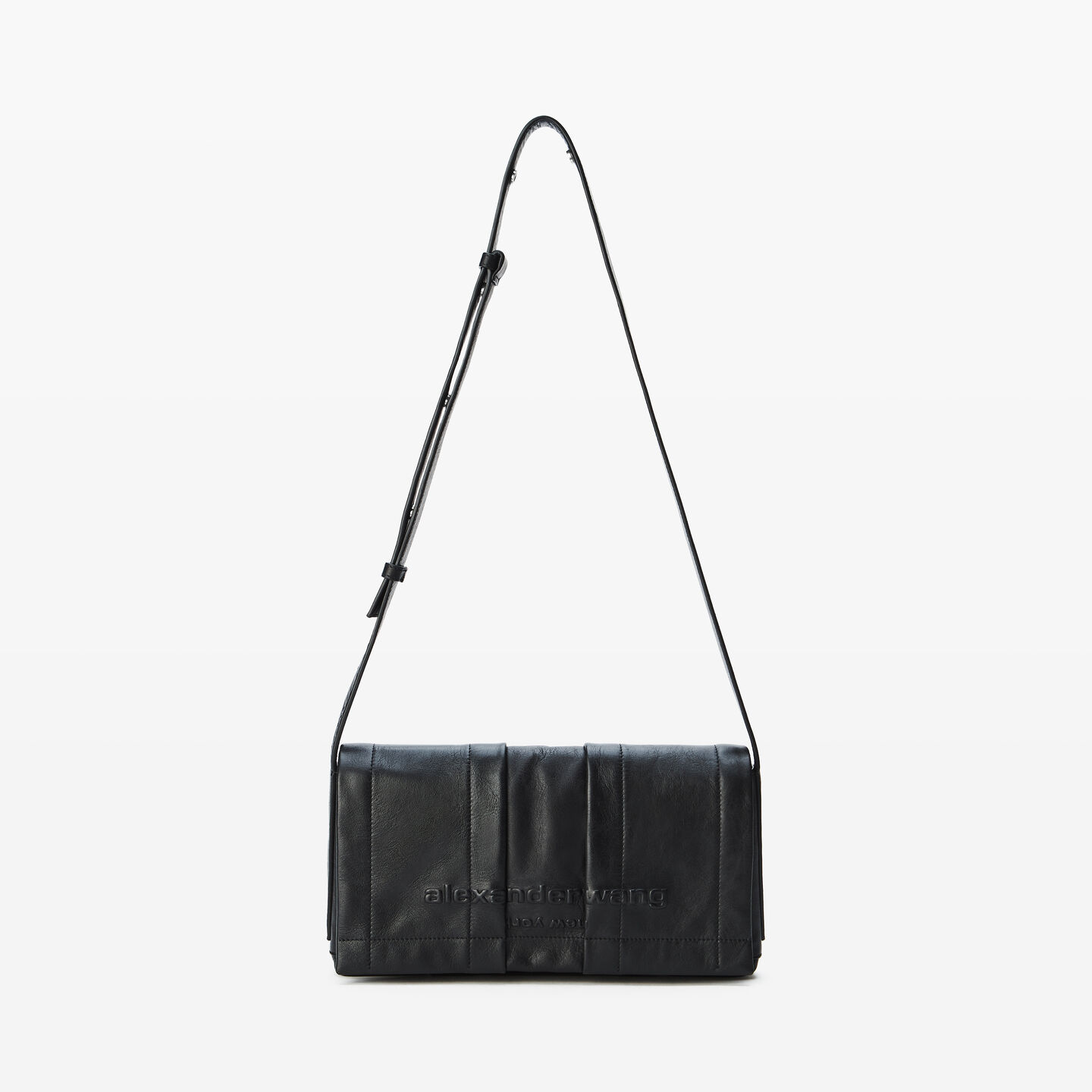 Alexander Wang Pack Flap Crossbody Bag Leather Medium In Black