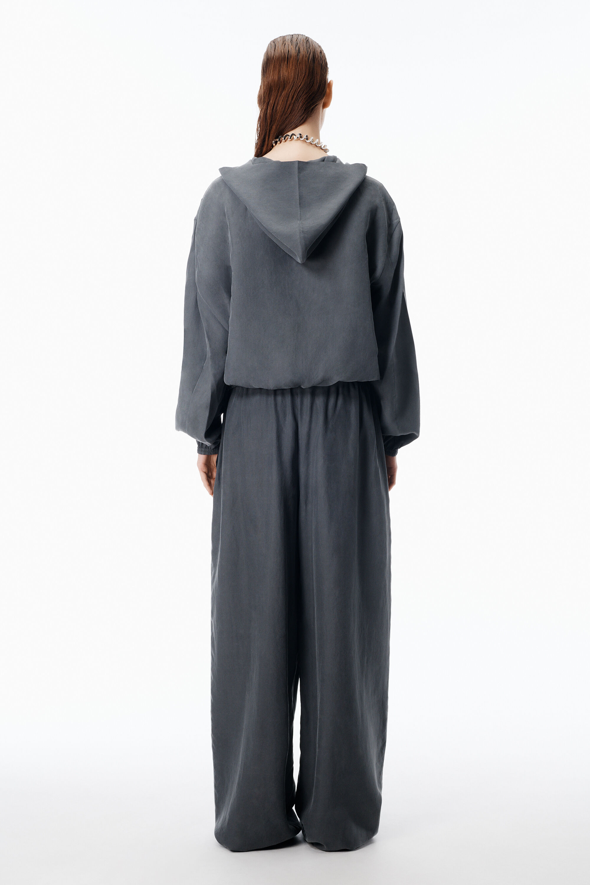 Mid-Rise Trackpant in Silk in THUNDER GREY | alexanderwang®