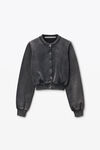 Alexander Wang washed black black cotton terry shrunken cardigan