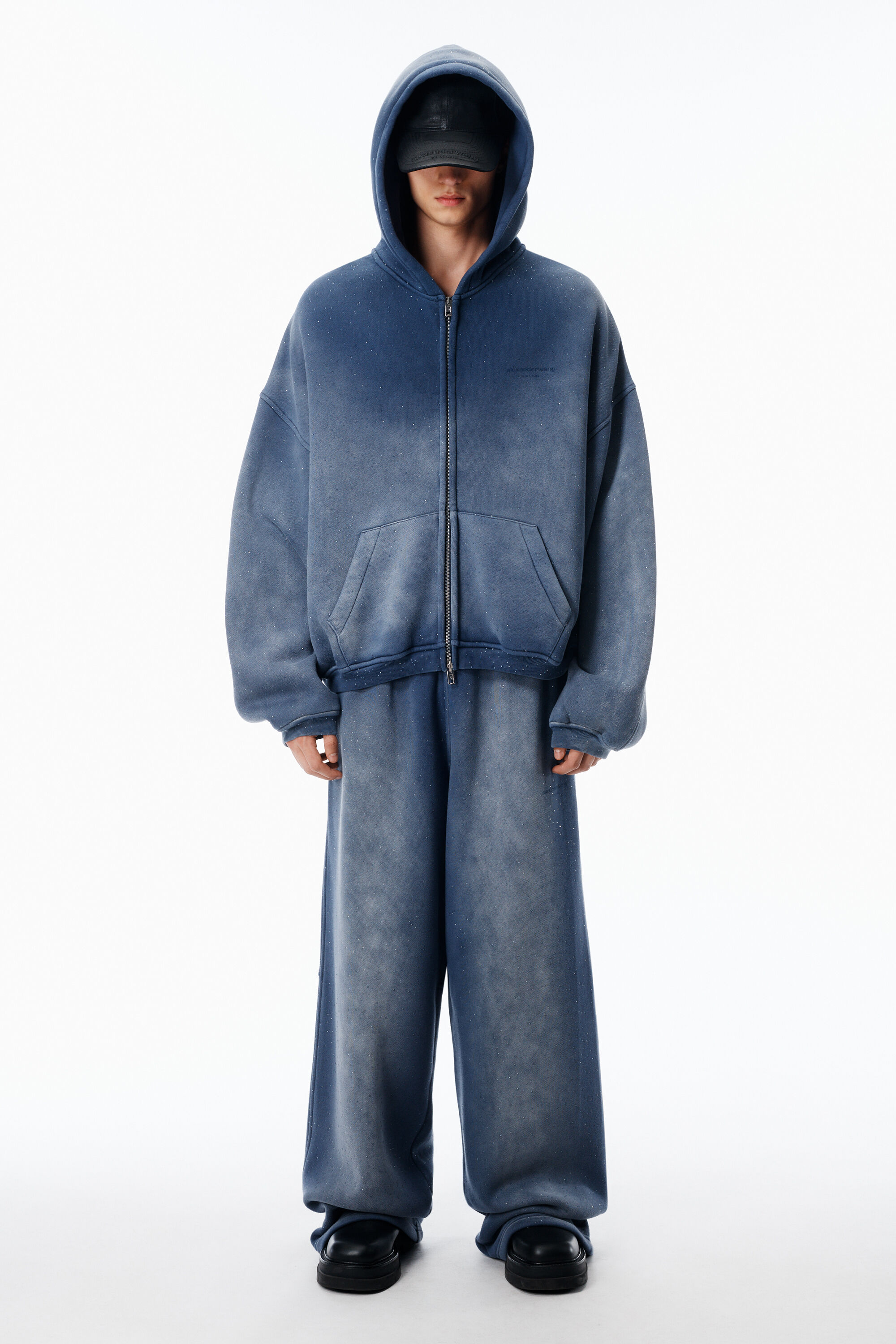 Unisex Sweatpant Hotfix Terry Mid-Rise in WASHED NAVY | alexanderwang®