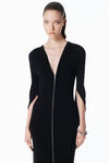 Alexander Wang black zippered sleeve maxi dress in jersey