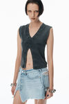 Alexander Wang faded black double v-neck tank top