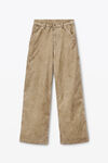 Alexander Wang weathered tan rounded carpenter jeans with weathered flocking