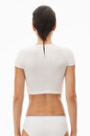 Alexander Wang white cropped short-sleeve tee in ribbed cotton jersey