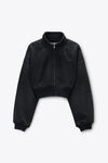 Alexander Wang faded black 黑色磨毛牛仔布漏斗领夹克