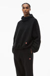 alexander wang balaclava hoodie in teddy fleece black