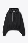 Alexander Wang black 水晶烫钻装饰抽绳黑色棉质毛圈布连帽衫