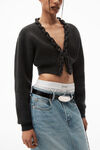 alexander wang cropped cardigan in soft wool cashmere charcoal melange