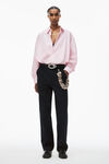 Alexander Wang light pink button up long sleeve boyfriend shirt in cotton with logo