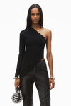 Alexander Wang black asymmetric long-sleeve top