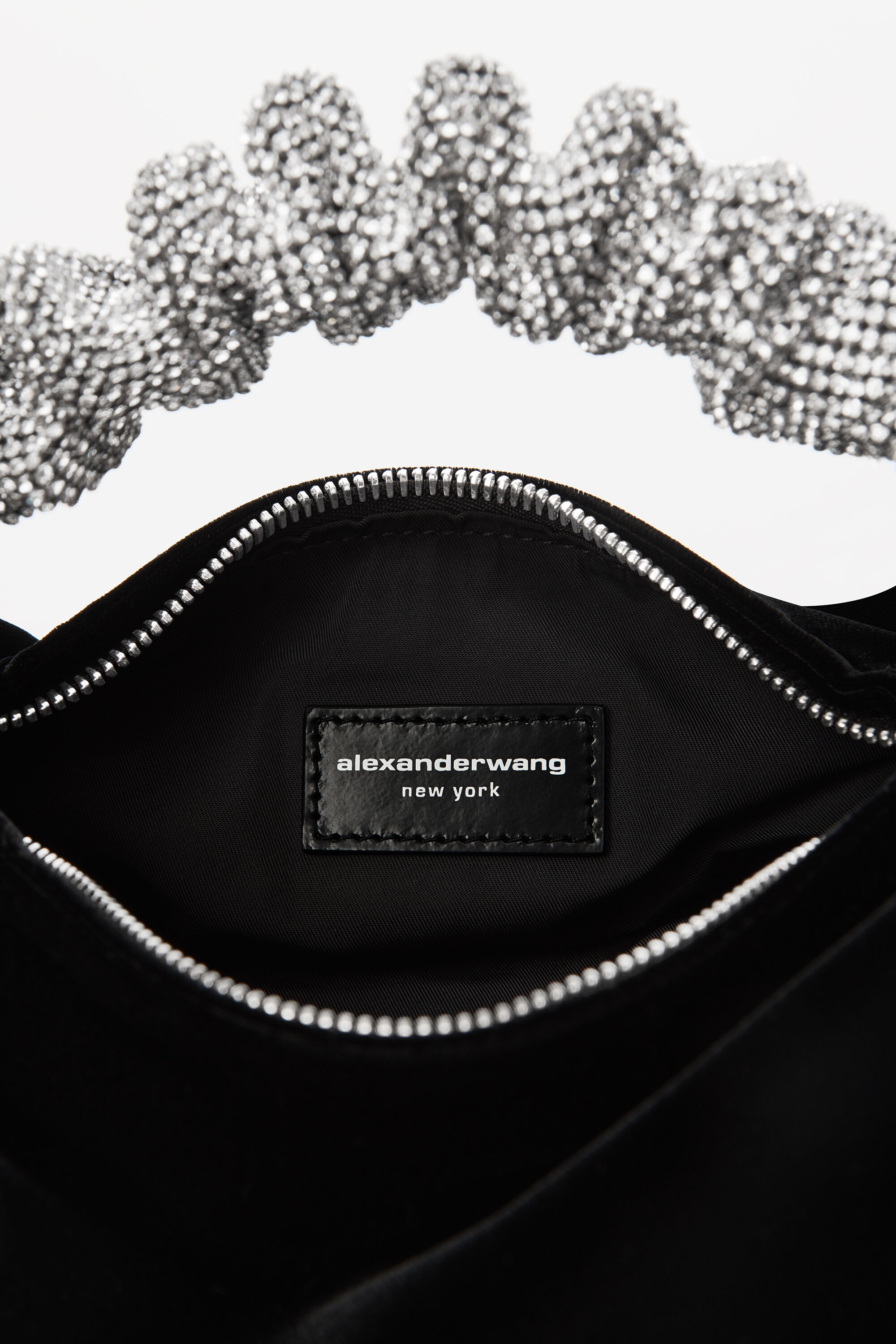 alexanderwang SCRUNCHIE MINI BAG IN VELVET CRYSTAL BLACK