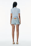 Alexander Wang ariel blue logo embroidered polo cardigan in viscose