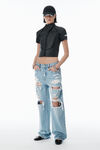 Alexander Wang light powder blue distressed ez mid-rise jeans with hardware