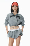 Alexander Wang dark heather grey deconstructed logo wrap hoodie