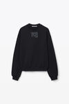 alexander wang puff logo sweatshirt in structured terry black