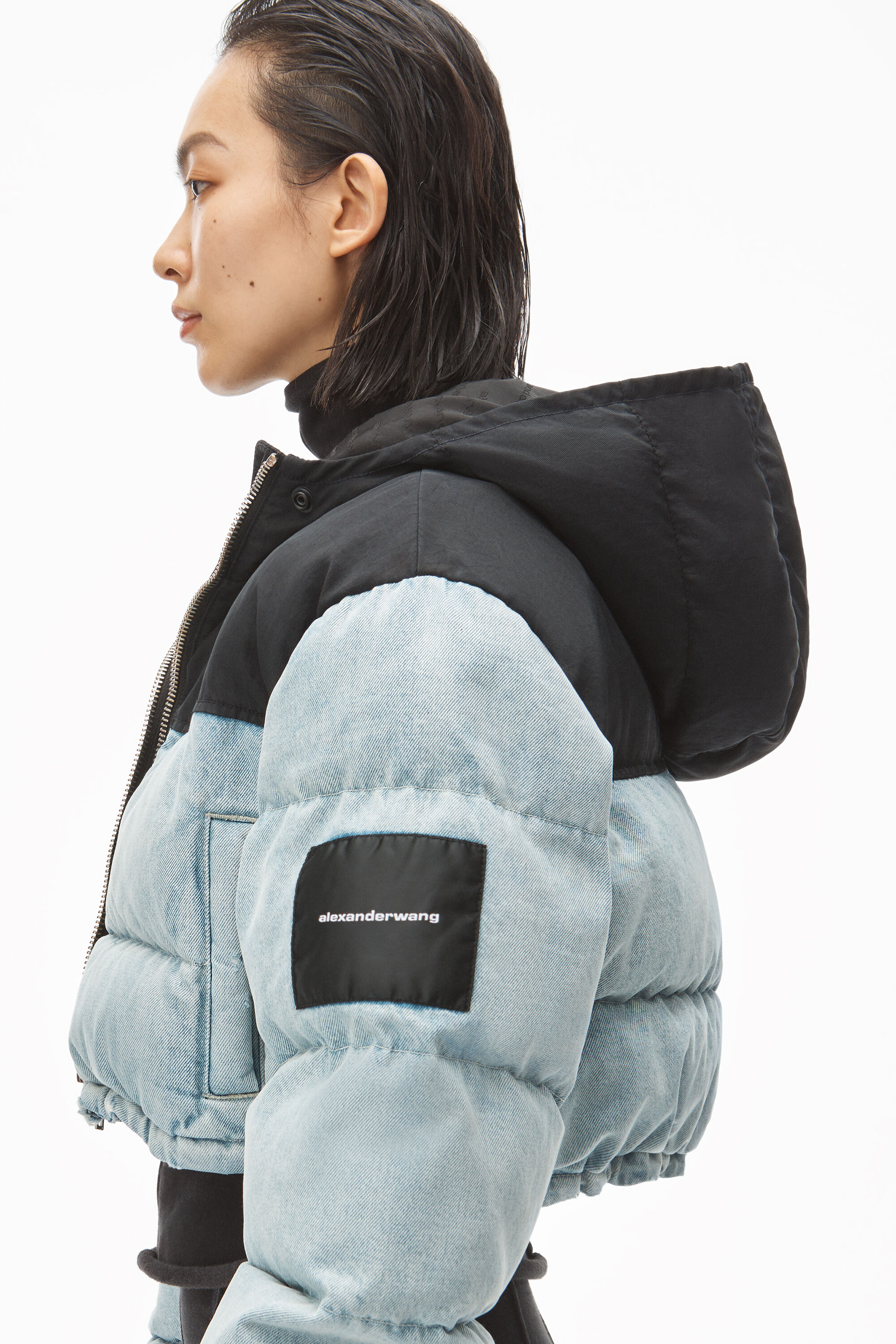 alexander wang denim puffer jacket