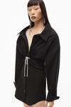 alexander wang crystal tie twist dress in cotton poplin black