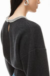 crystal trim pullover in boiled wool