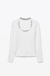 alexander wang logo jacquard top in stretch knit soft white
