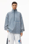 alexander wang half zip sweatshirt in japanese jersey motor grey