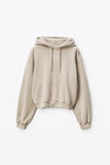 alexander wang puff logo hoodie in structured terry clay