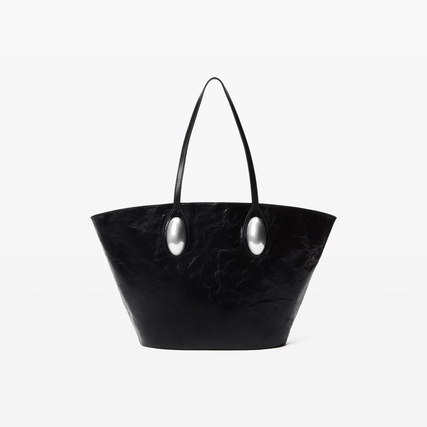 Shop Alexander Wang Dome Large Tote In Crackle Patent Leather In Black