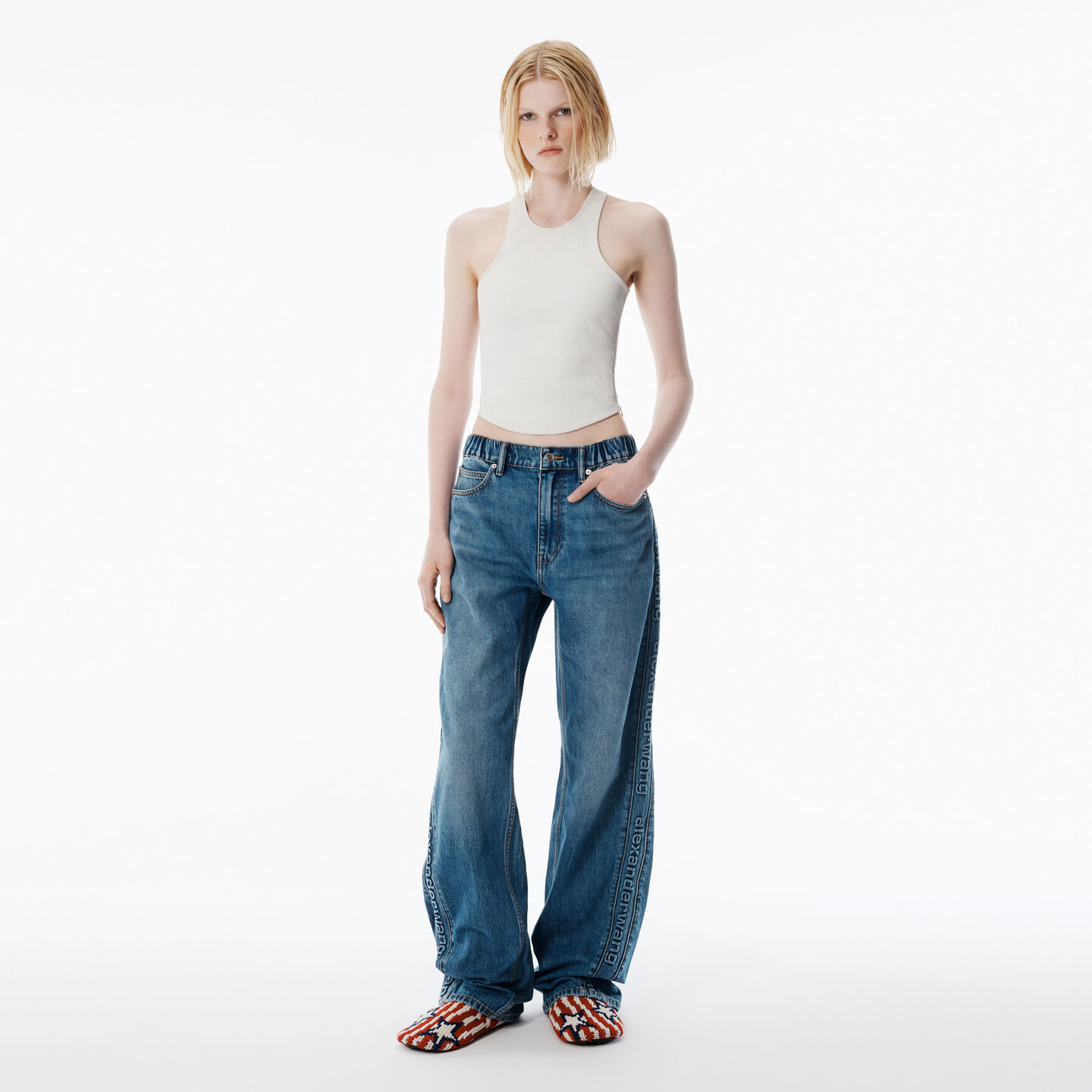 Alexander Wang Logo Panel Balloon Jogger Pant In Blue