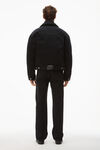 alexander wang 水洗黑色牛仔布夹棉机车夹克 washed black