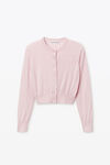 Alexander Wang light pink logo cropped cardigan in superfine merino