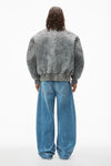 Alexander Wang black embroidered bomber jacket in lambskin