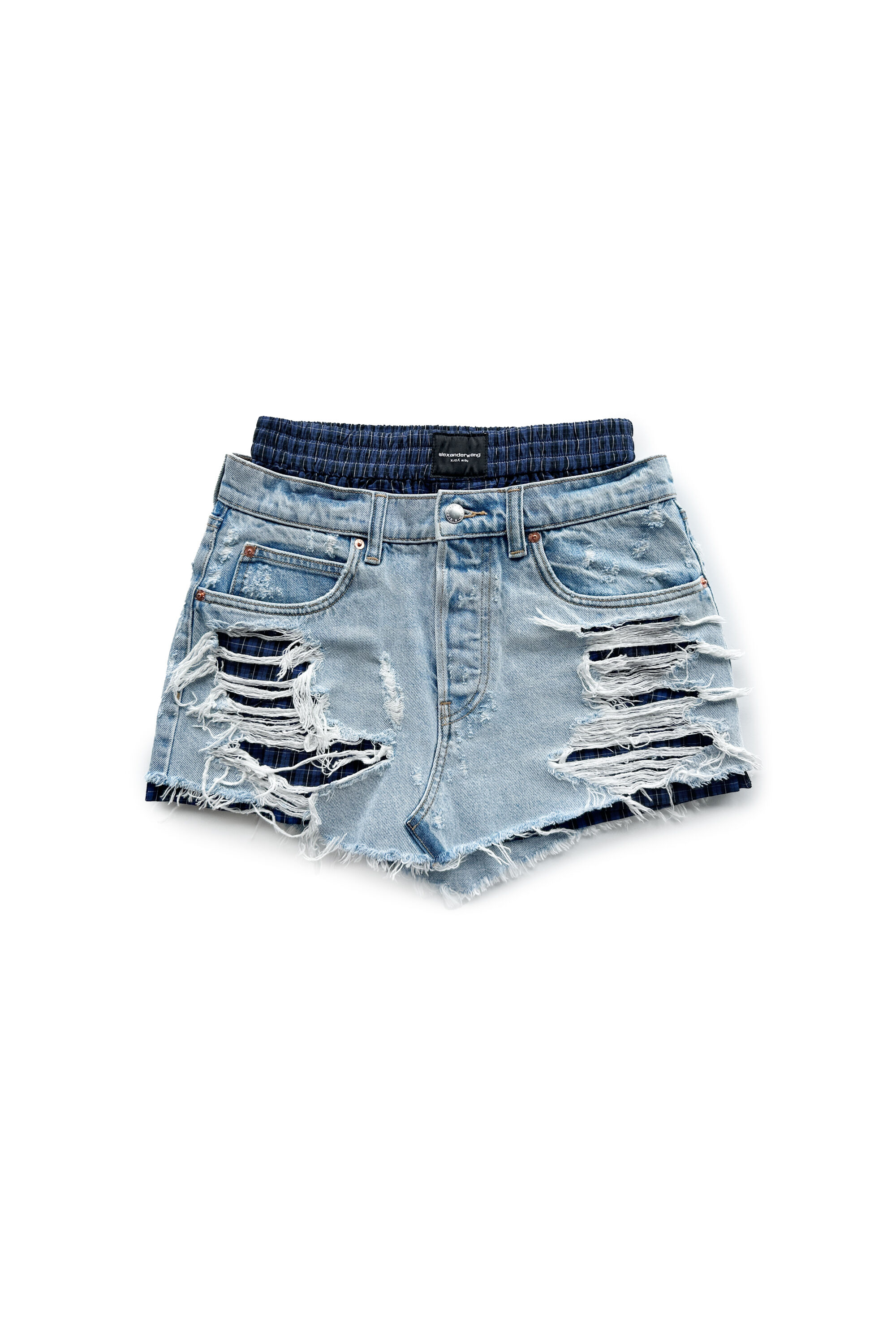 distressed pre-styled denim skirt in DISTRESSED LIGHT BLEACH