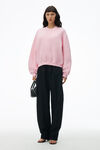 alexander wang puff logo sweatshirt in terry soft candy pink