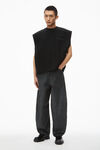 Alexander Wang black puffed logo muscle tank top in cotton