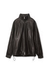 alexander wang track jacket in luxe smooth leather black