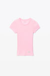 alexander wang short-sleeve tee in ribbed cotton light pink