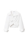 alexander wang コンパクトコットン クロスドレープ クロップシャツ white