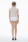 Alexander Wang soft white mockneck tank in clear bead hotfix