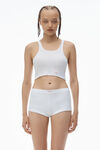 Alexander Wang white crystal hotfix cropped racer tank tee