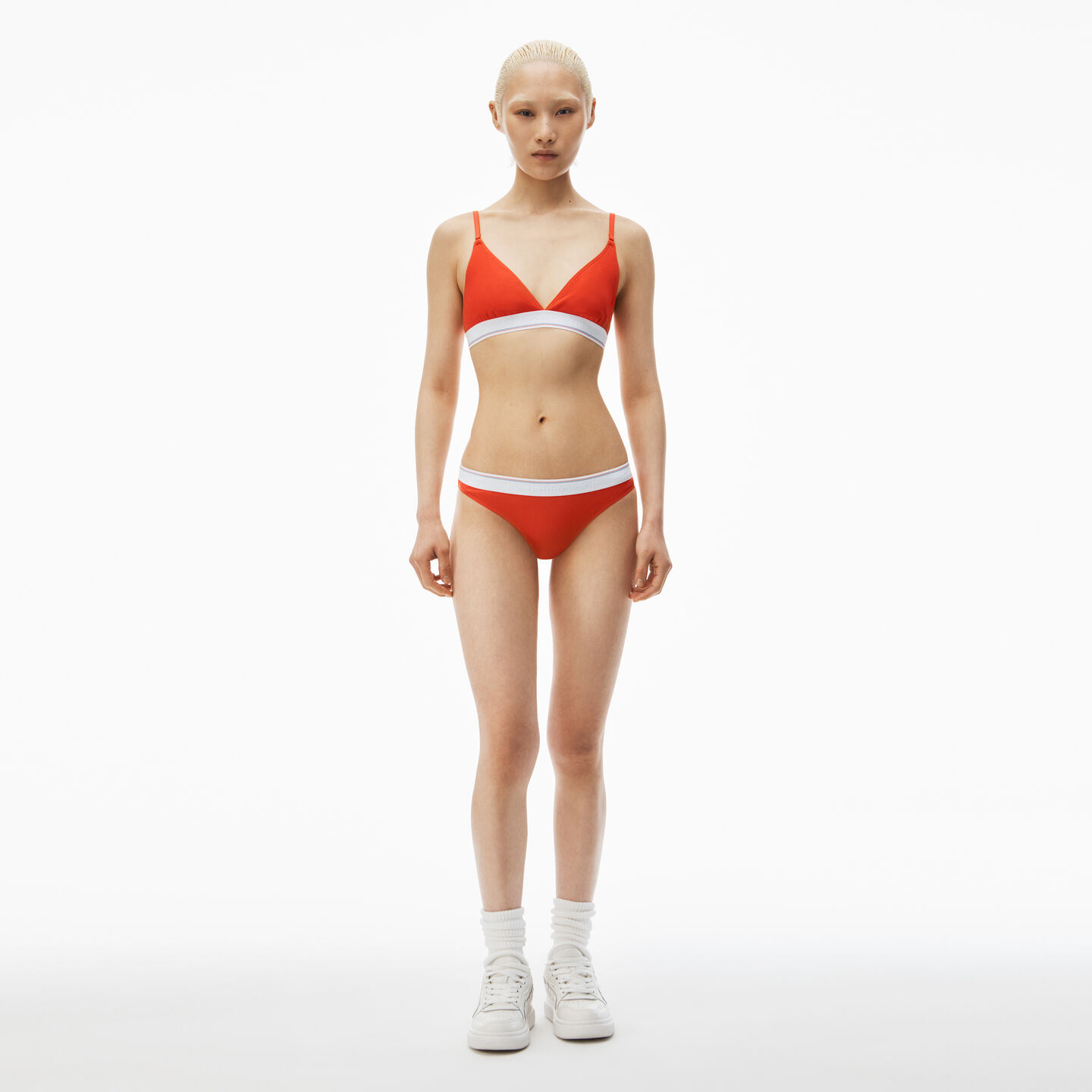 Shop Alexander Wang Classic Thong In Ribbed Jersey In Fiery Red