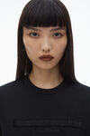 Alexander Wang black ディストレストロゴ コットンジャージー シュランケン tシャツ