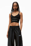 alexander wang logo elastic bra in ribbed jersey    black