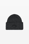 Alexander Wang charcoal dome logo beanie in ribbed wool stretch